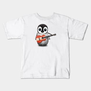 Baby Penguin Playing Austrian Flag Guitar Kids T-Shirt